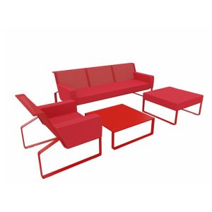 Utomhusmöbelgrupp Moja Set med Soffa Fåtölj Sittpall och Bord
