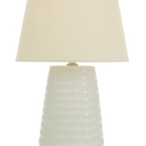Bordslampa MONA, Vit keramik med textilskärm