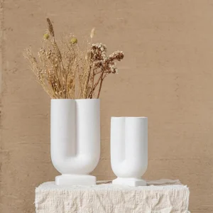 Flora Grossist Modern U-formad Keramikvas, Stor, Vit