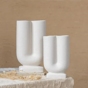Flora Grossist Modern U-formad Keramikvas, Liten, Vit