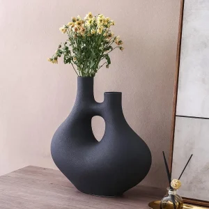 Flora Grossist Piu Bridge Handle Vas, Liten, Svart