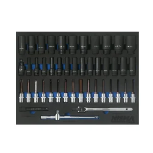 Verktygssats krafthylsor / bitshylsor 46 delar Nisma tools