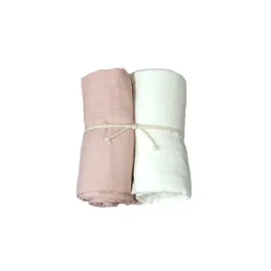 Mini Dreams Muslin Filt 2-Pack Vit & Rosa