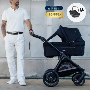 Barnvagnspaket Emmaljunga Sento Pro Urban Black inkl. Emmaljunga Go Beyond2 & adapters