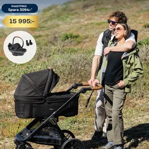 Barnvagnspaket Emmaljunga Sento Pro Outdoor Black inkl. Emmaljunga Go Beyond2 & adapters