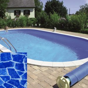 Stålväggspool Oval 4.90×3.00×1.50 Carrara liner